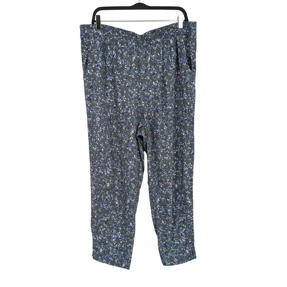 Floral Pull On Pants Lightweight Vacation Casual Boho Tapered Cottage Size XL